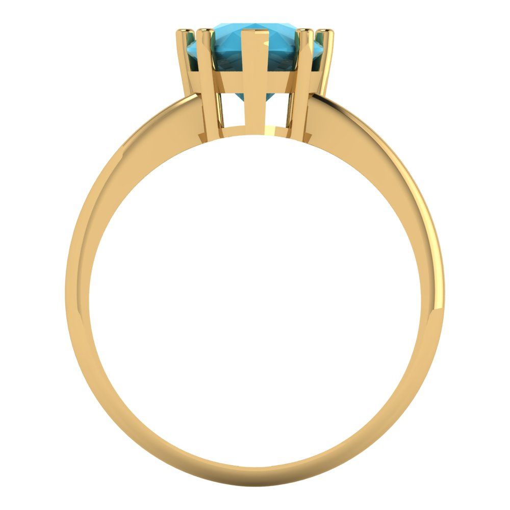 2 cttw Simulated Turquoise Solitaire  Engagement Ring - Solid Gold (Pear Cut,10x7mm)