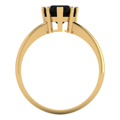 2 cttw Natural Onyx Solitaire  Engagement Ring - Solid Gold (Pear Cut,10x7mm)