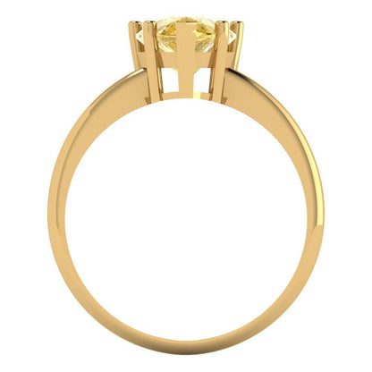 2 cttw Natural Citrine Solitaire  Engagement Ring - Solid Gold (Pear Cut,10x7mm)