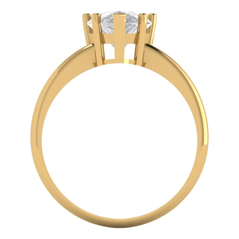 2 cttw Moissanite Solitaire  Engagement Ring - Solid Yellow Gold (VVS1, Pear Cut,10x7mm)