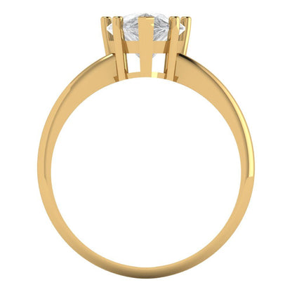 2 cttw Moissanite Solitaire  Engagement Ring - Solid Yellow Gold (VVS1, Pear Cut,10x7mm)