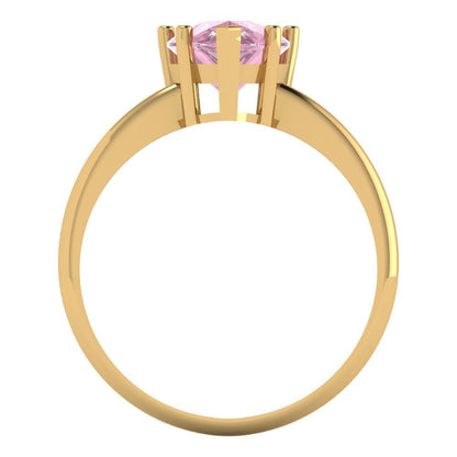 2 cttw Zirconia Simulated Pink Diamond Solitaire  Engagement Ring - Solid Gold (VVS1, Pear Cut,10x7mm)