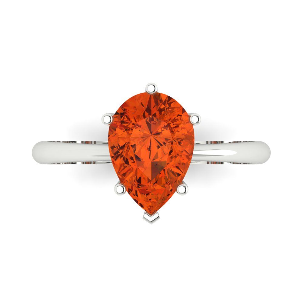 2 cttw Zirconia Simulated Red Diamond Solitaire  Engagement Ring - Solid Gold (VVS1, Pear Cut,10x7mm)