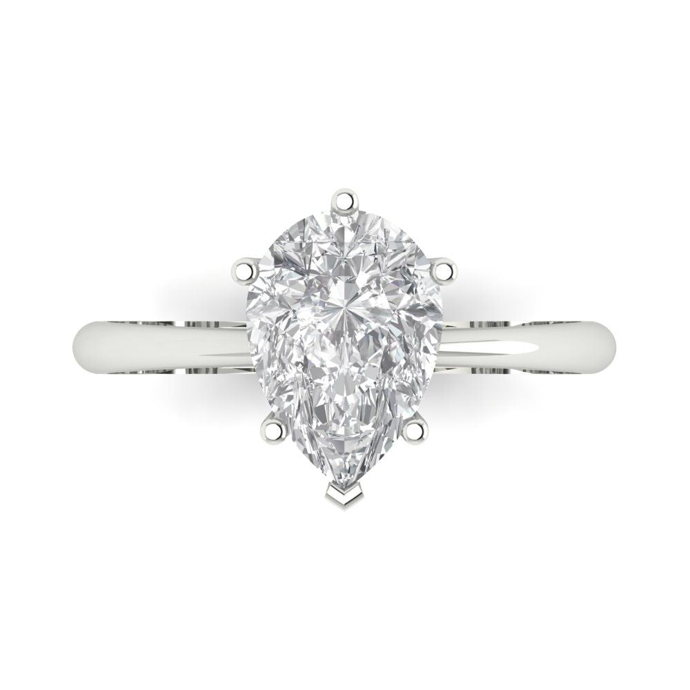 2 cttw Zirconia Simulated Diamond Solitaire  Engagement Ring - Solid Gold (VVS1, Pear Cut,10x7mm)