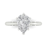 2.0 ct Brilliant Pear Cut Clear Simulated Diamond Stone White Gold Solitaire Ring