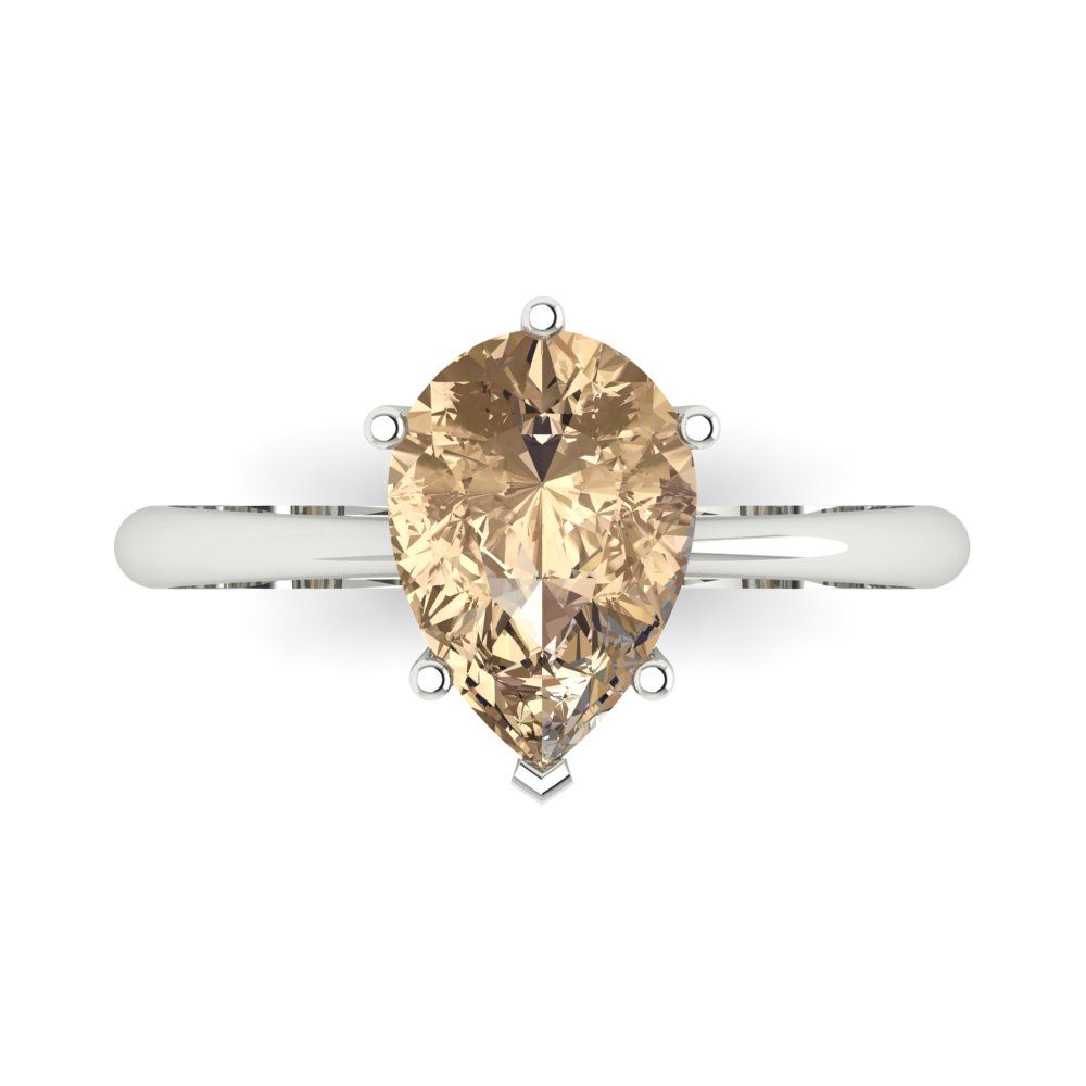 2 cttw Yellow Moissanite Solitaire  Engagement Ring - Solid Gold (Pear Cut,10x7mm)