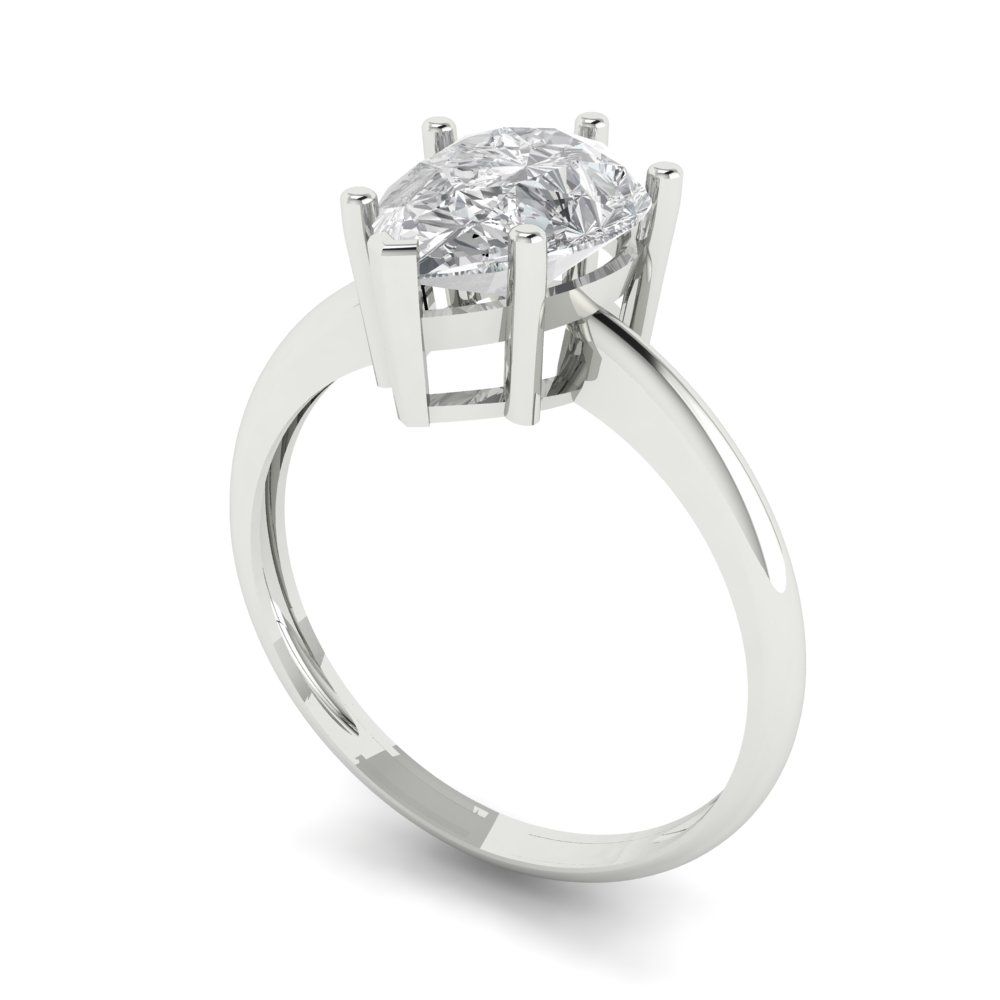 2 cttw Zirconia Simulated Diamond Solitaire  Engagement Ring - Solid Gold (VVS1, Pear Cut,10x7mm)