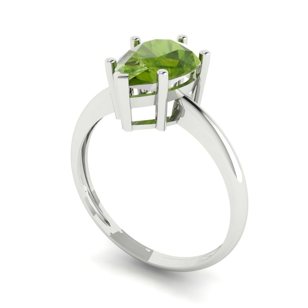 2 cttw Natural Peridot Solitaire  Engagement Ring - Solid Gold (Pear Cut,10x7mm)