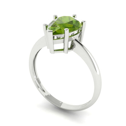 2 cttw Natural Peridot Solitaire  Engagement Ring - Solid Gold (Pear Cut,10x7mm)