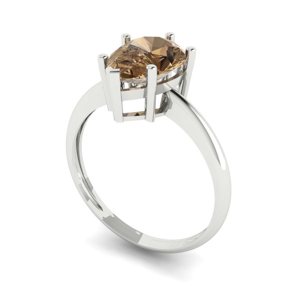 2 cttw Zirconia Simulated Champagne Diamond Solitaire  Engagement Ring - Solid White Gold (VVS1, Pear Cut,10x7mm)