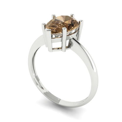 2 cttw Zirconia Simulated Champagne Diamond Solitaire  Engagement Ring - Solid White Gold (VVS1, Pear Cut,10x7mm)