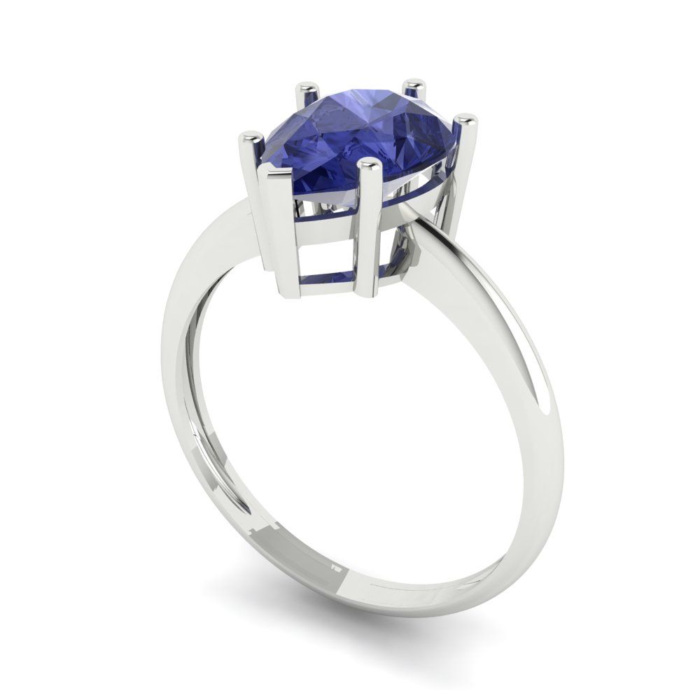 2 cttw Simulated Tanzanite Solitaire  Engagement Ring - Solid Gold (Pear Cut,10x7mm)