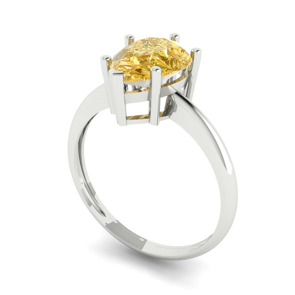 2 cttw Yellow Moissanite Solitaire  Engagement Ring - Solid Gold (Pear Cut,10x7mm)