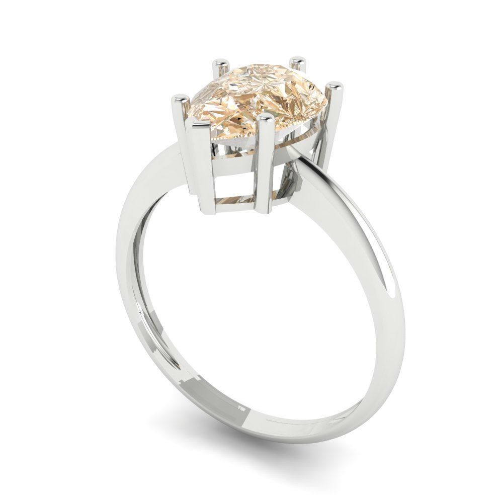 2 cttw Natural Morganite Solitaire  Engagement Ring - Solid Gold (Pear Cut,10x7mm)