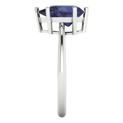2 cttw Simulated Blue Sapphire Solitaire  Engagement Ring - Solid White Gold (VVS1, Pear Cut,10x7mm)