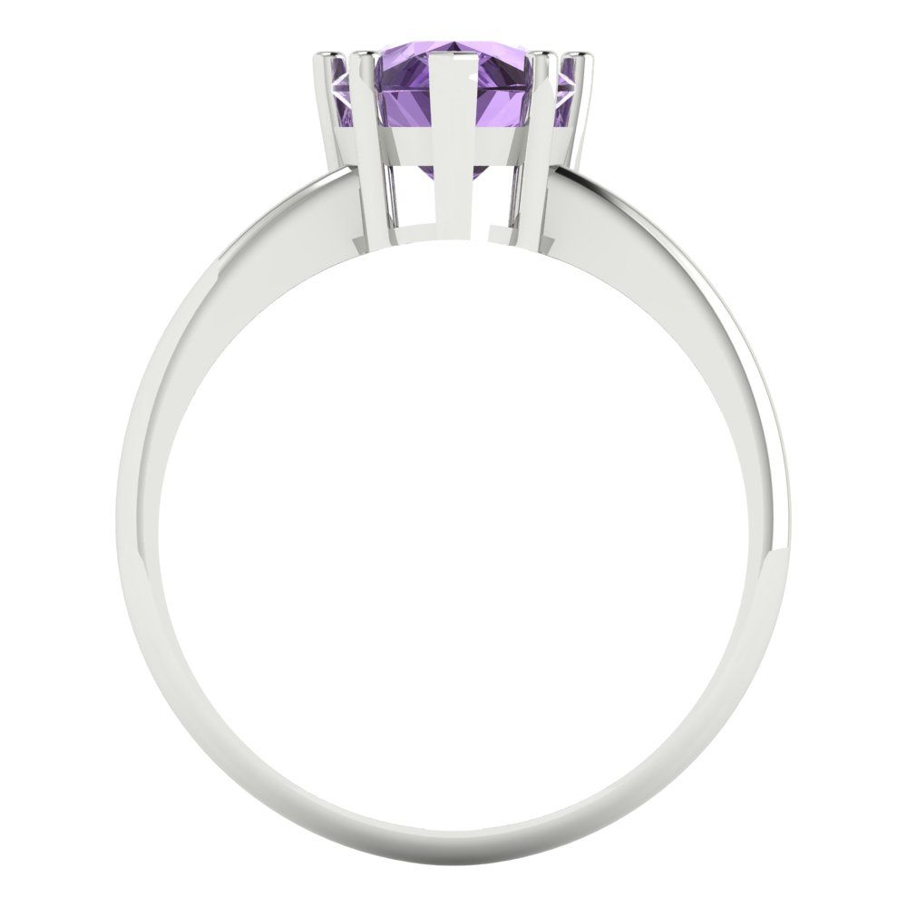 2 cttw Simulated Alexandrite Solitaire  Engagement Ring - Solid Gold (Pear Cut,10x7mm)