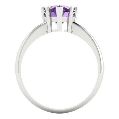 2 cttw Simulated Alexandrite Solitaire  Engagement Ring - Solid Gold (Pear Cut,10x7mm)