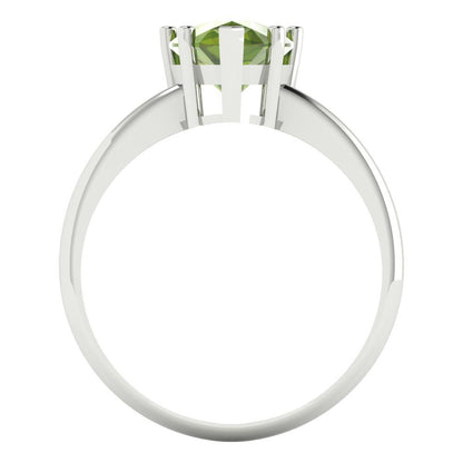 2 cttw Natural Peridot Solitaire  Engagement Ring - Solid Gold (Pear Cut,10x7mm)