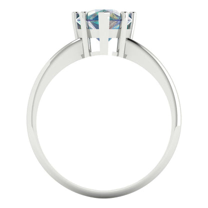 2 cttw Blue Moissanite Solitaire  Engagement Ring - Solid Gold (Pear Cut,10x7mm)