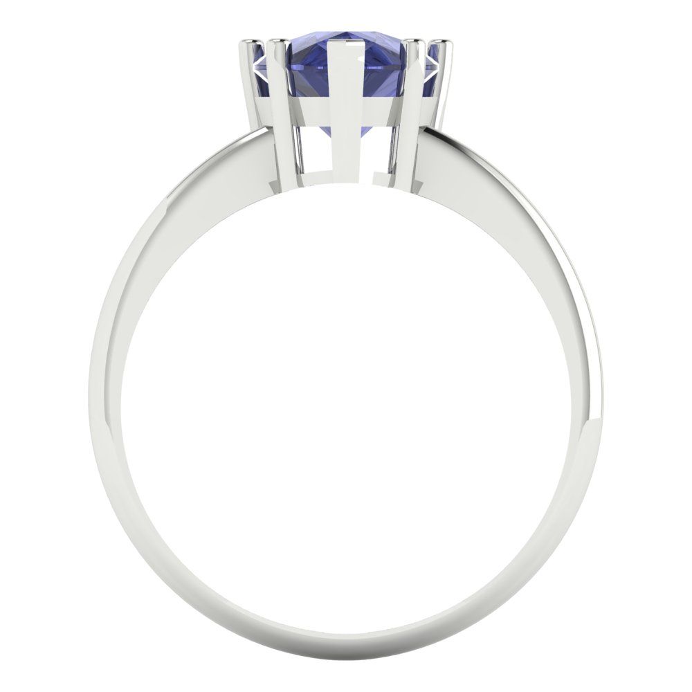 2 cttw Simulated Tanzanite Solitaire  Engagement Ring - Solid Gold (Pear Cut,10x7mm)
