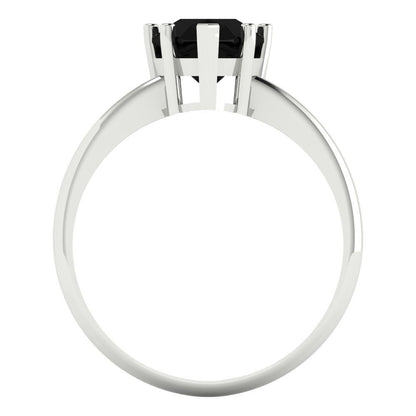 2 cttw Natural Onyx Solitaire  Engagement Ring - Solid Gold (Pear Cut,10x7mm)