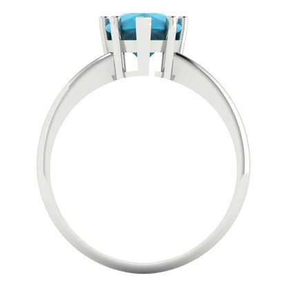 2 cttw Simulated Turquoise Solitaire  Engagement Ring - Solid Gold (Pear Cut,10x7mm)