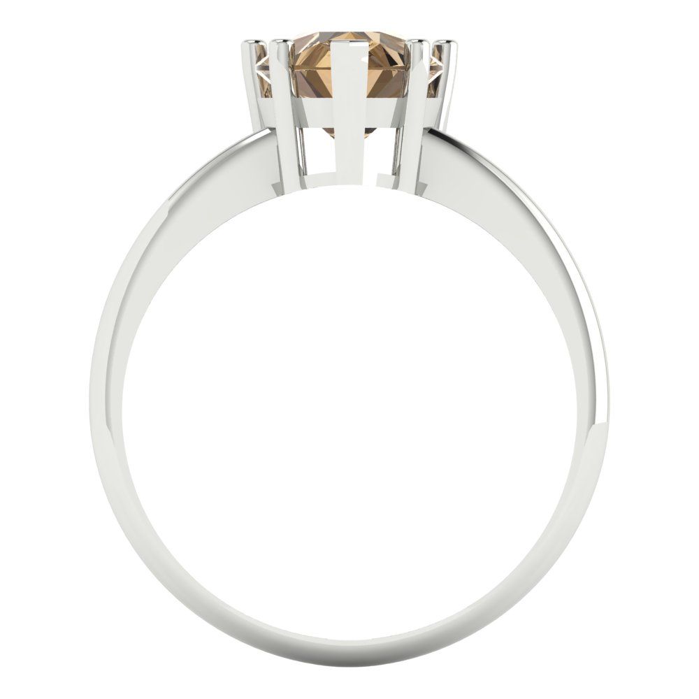 2 cttw Zirconia Simulated Champagne Diamond Solitaire  Engagement Ring - Solid White Gold (VVS1, Pear Cut,10x7mm)