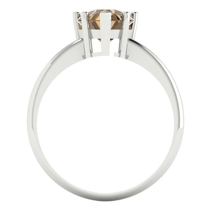 2 cttw Zirconia Simulated Champagne Diamond Solitaire  Engagement Ring - Solid White Gold (VVS1, Pear Cut,10x7mm)