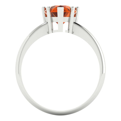 2 cttw Simulated Ruby Solitaire  Engagement Ring - Solid White Gold (VVS1, Pear Cut,10x7mm)