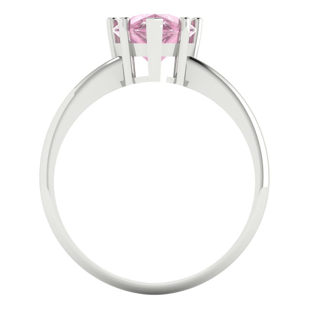 2 cttw Zirconia Simulated Pink Diamond Solitaire  Engagement Ring - Solid Gold (VVS1, Pear Cut,10x7mm)