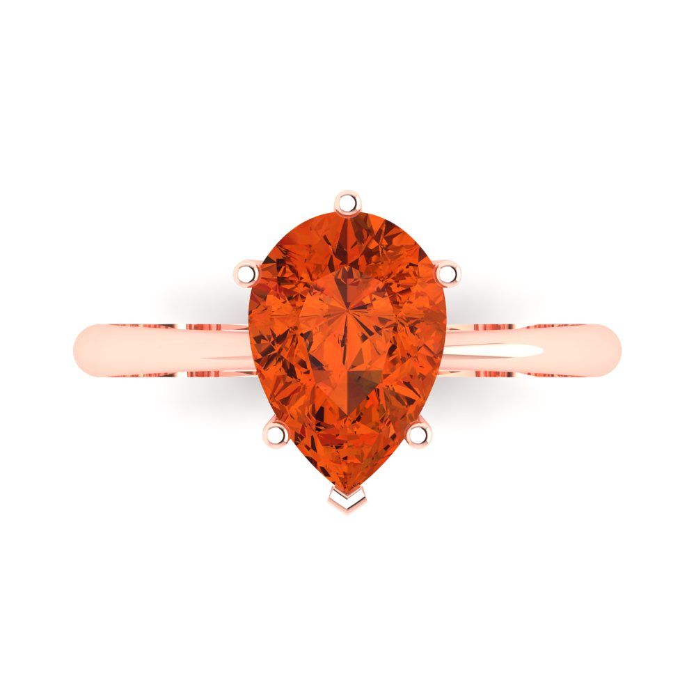 2 cttw Zirconia Simulated Red Diamond Solitaire  Engagement Ring - Solid Gold (VVS1, Pear Cut,10x7mm)