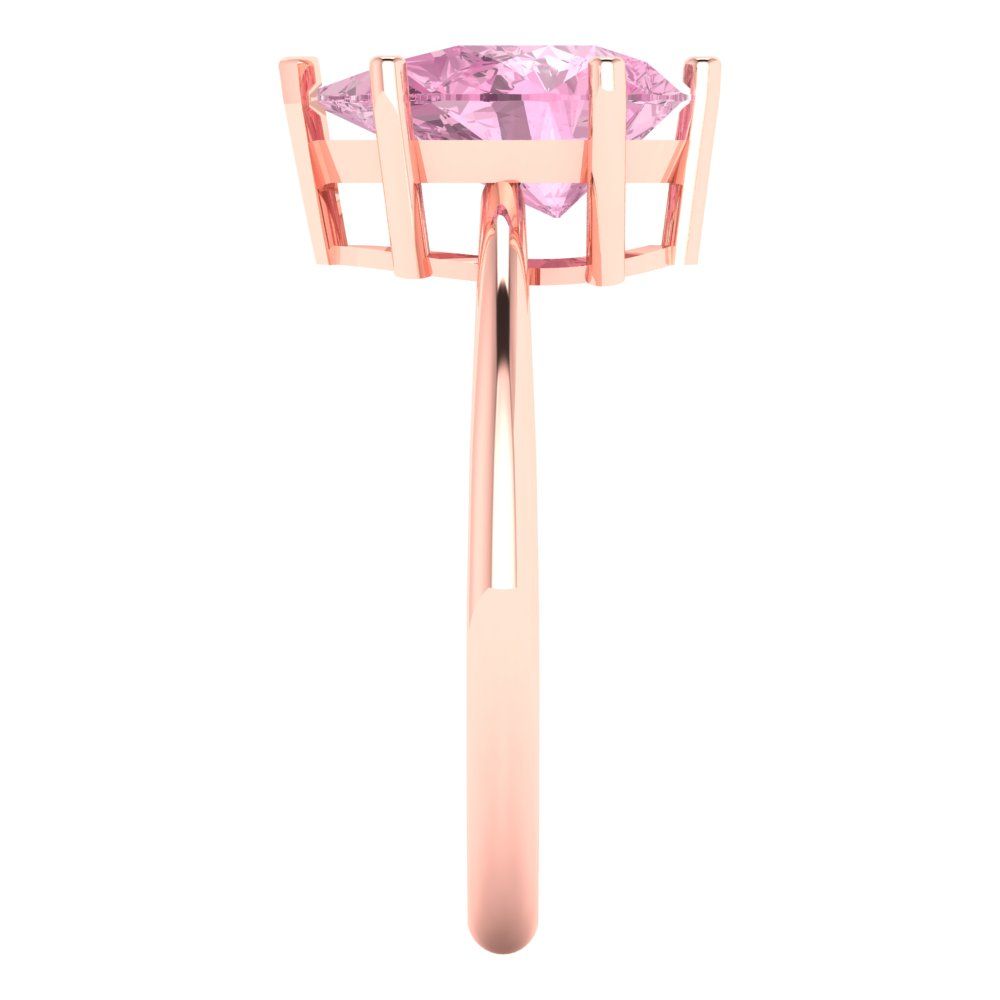 2 cttw Zirconia Simulated Pink Diamond Solitaire  Engagement Ring - Solid Gold (VVS1, Pear Cut,10x7mm)