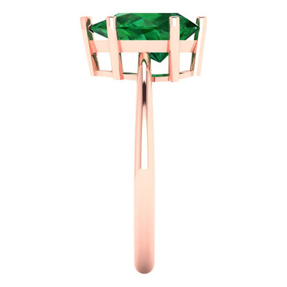 2 cttw Simulated Emerald Solitaire  Engagement Ring - Solid Gold (Pear Cut,10x7mm)