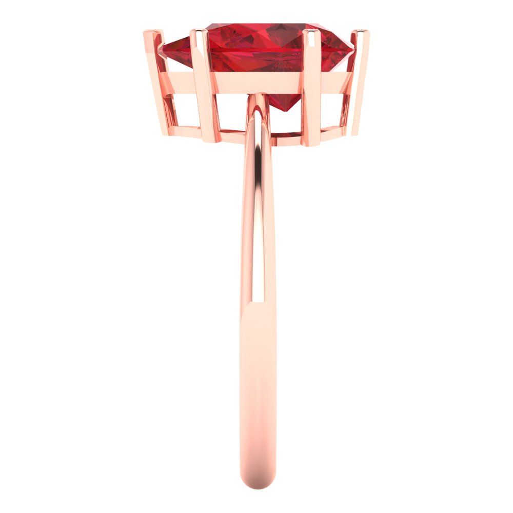 2 cttw Simulated Ruby Solitaire  Engagement Ring - Solid Gold (Pear Cut,10x7mm)