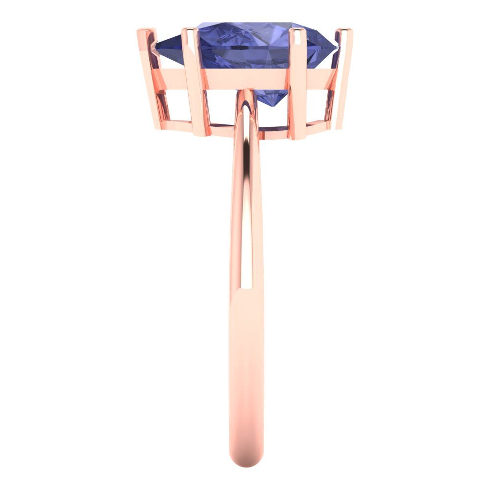 2 cttw Simulated Tanzanite Solitaire  Engagement Ring - Solid Gold (Pear Cut,10x7mm)