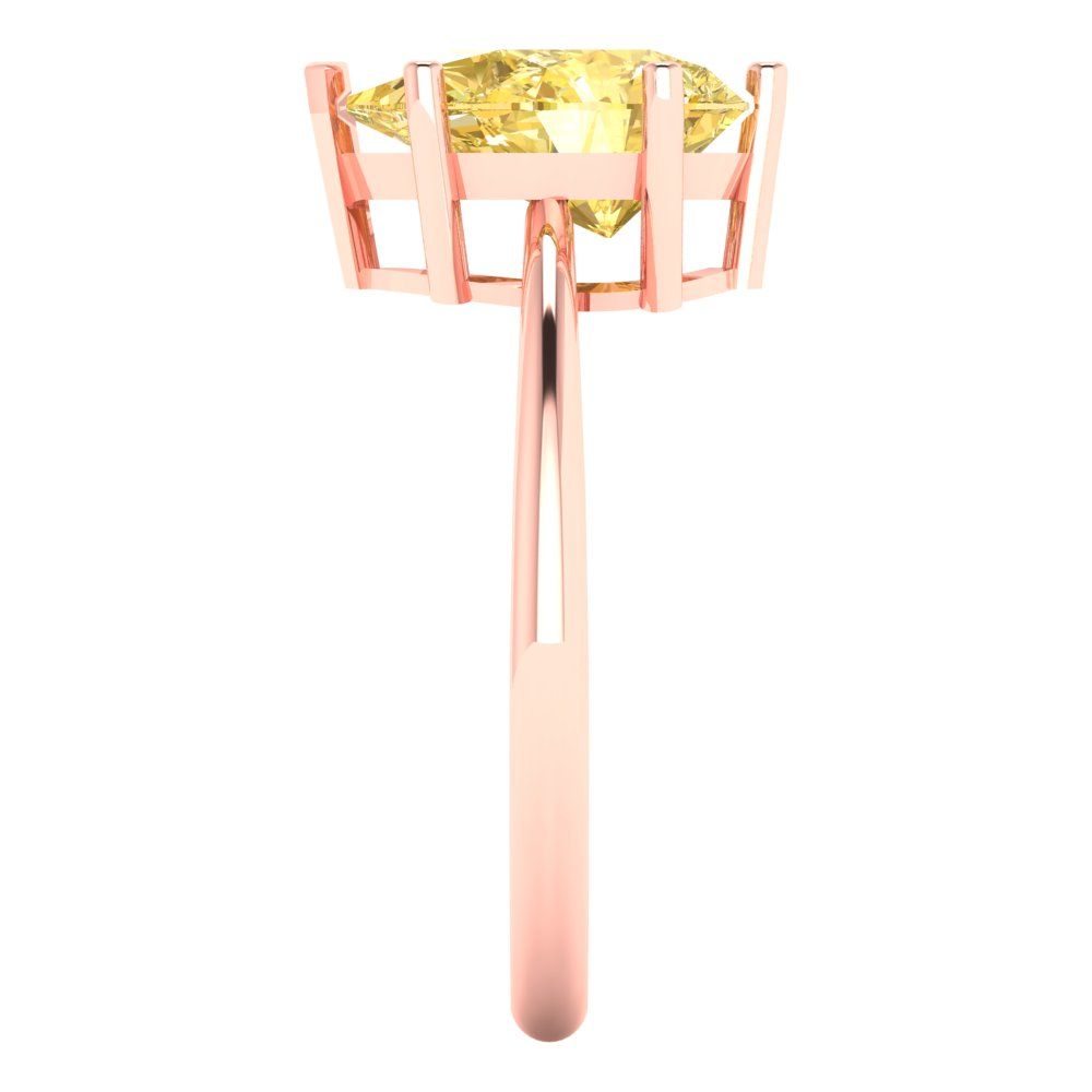 2 cttw Zirconia Simulated Yellow Diamond Solitaire  Engagement Ring - Solid Gold (VVS1, Pear Cut,10x7mm)