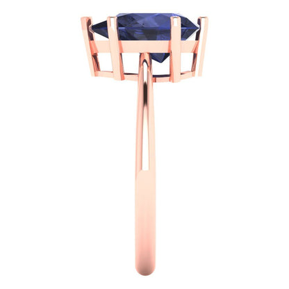 2 cttw Simulated Blue Sapphire Solitaire  Engagement Ring - Solid Gold (Pear Cut,10x7mm)