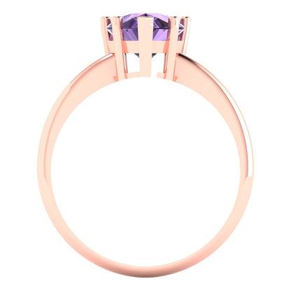 2 cttw Simulated Alexandrite Solitaire  Engagement Ring - Solid Gold (Pear Cut,10x7mm)