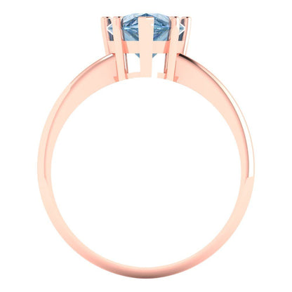 2 cttw Zirconia Simulated Blue Diamond Solitaire  Engagement Ring - Solid Gold (VVS1, Pear Cut,10x7mm)