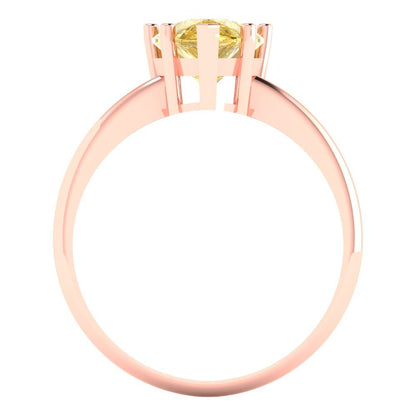 2 cttw Natural Citrine Solitaire  Engagement Ring - Solid Gold (Pear Cut,10x7mm)
