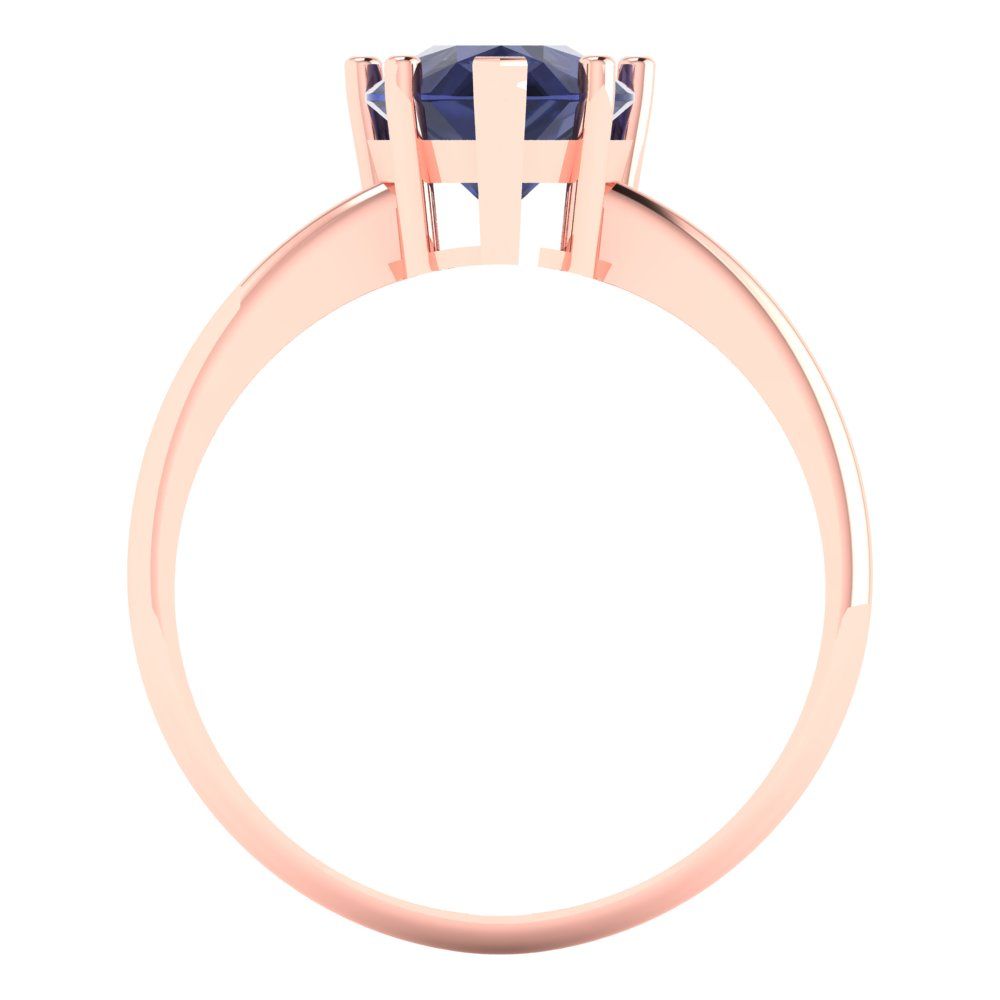 2 cttw Simulated Blue Sapphire Solitaire  Engagement Ring - Solid Gold (Pear Cut,10x7mm)