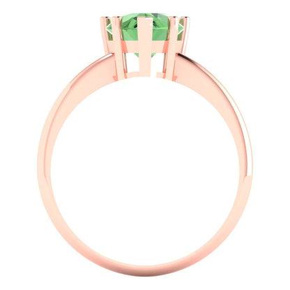 2 cttw Zirconia Simulated Green Diamond Solitaire  Engagement Ring - Solid Gold (VVS1, Pear Cut,10x7mm)