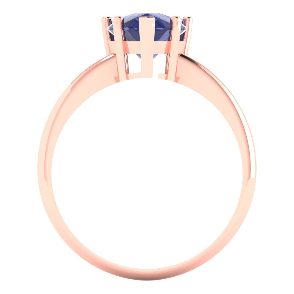 2 cttw Simulated Tanzanite Solitaire  Engagement Ring - Solid Gold (Pear Cut,10x7mm)