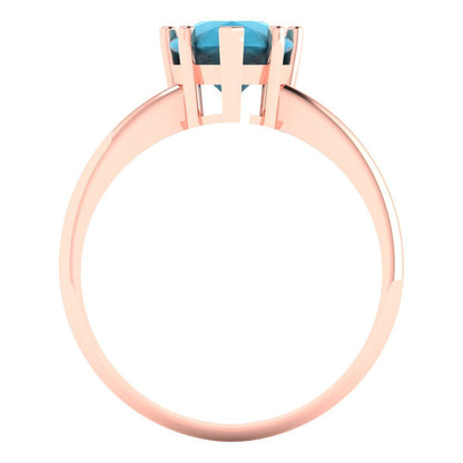 2 cttw Simulated Turquoise Solitaire  Engagement Ring - Solid Gold (Pear Cut,10x7mm)