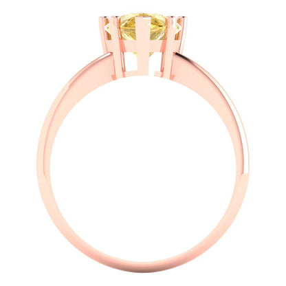 2 cttw Zirconia Simulated Yellow Diamond Solitaire  Engagement Ring - Solid Gold (VVS1, Pear Cut,10x7mm)