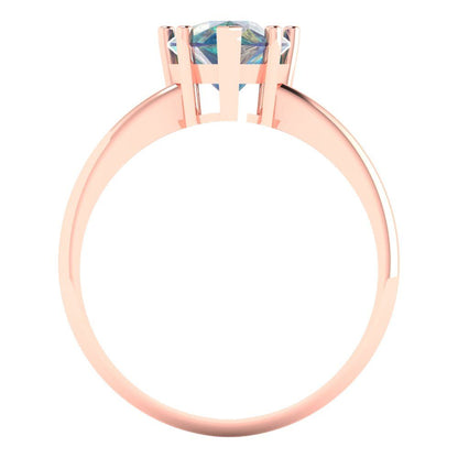 2 cttw Blue Moissanite Solitaire  Engagement Ring - Solid Gold (Pear Cut,10x7mm)