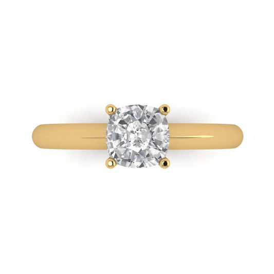 1 cttw Moissanite Solitaire  Engagement Ring - Solid Yellow Gold (VVS1, Cushion Cut,6mm)