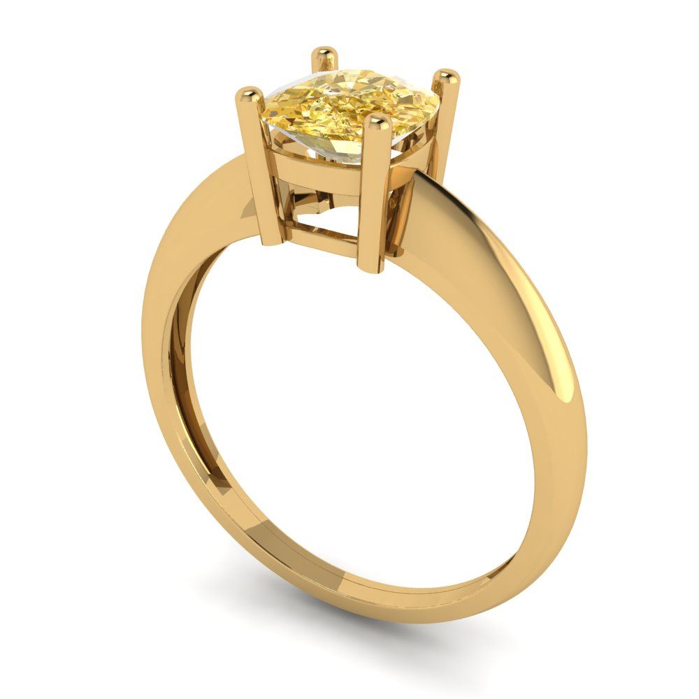 1 cttw Natural Citrine Solitaire  Engagement Ring - Solid Yellow Gold (VVS1, Cushion Cut,6mm)