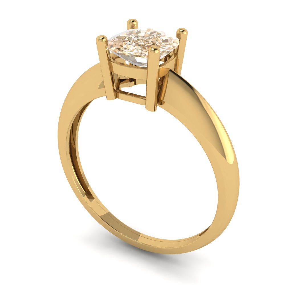 1 cttw Natural Morganite Solitaire  Engagement Ring - Solid Yellow Gold (VVS1, Cushion Cut,6mm)