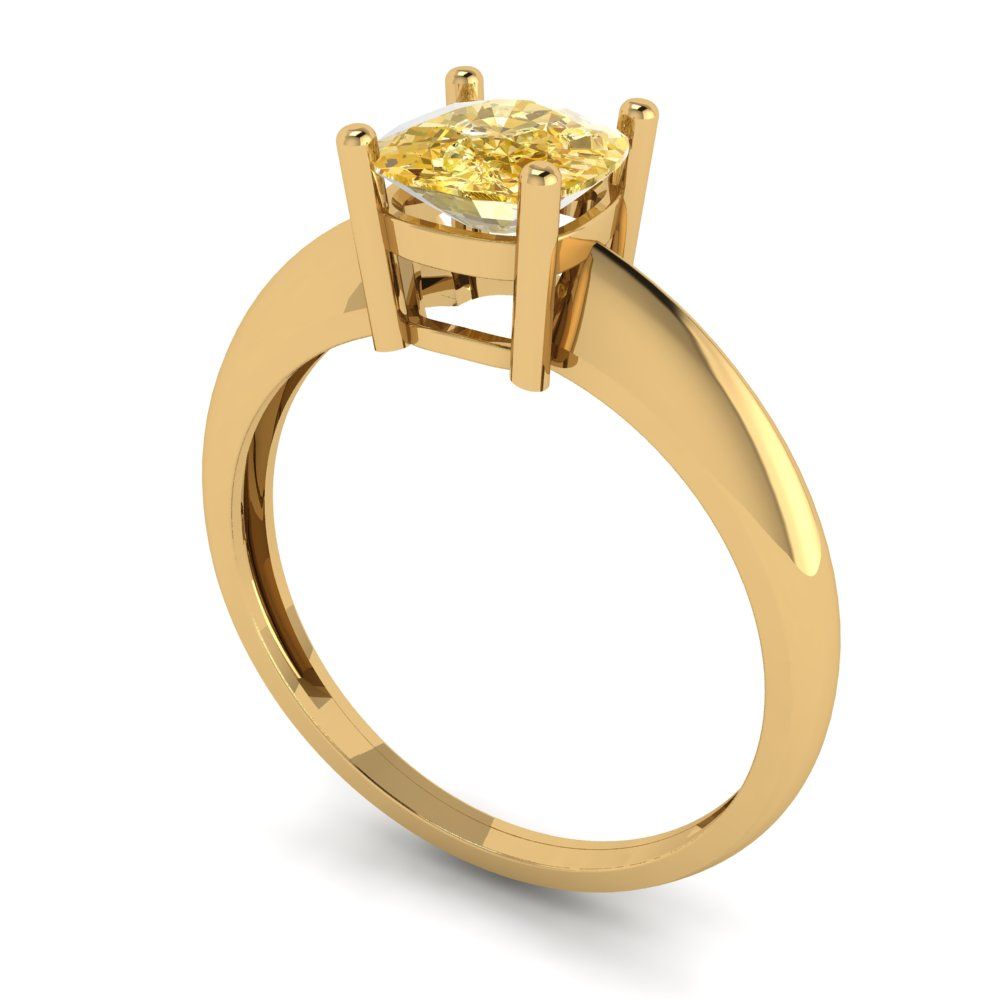 1 cttw Zirconia Simulated Yellow Diamond Solitaire  Engagement Ring - Solid Yellow Gold (VVS1, Cushion Cut,6mm)